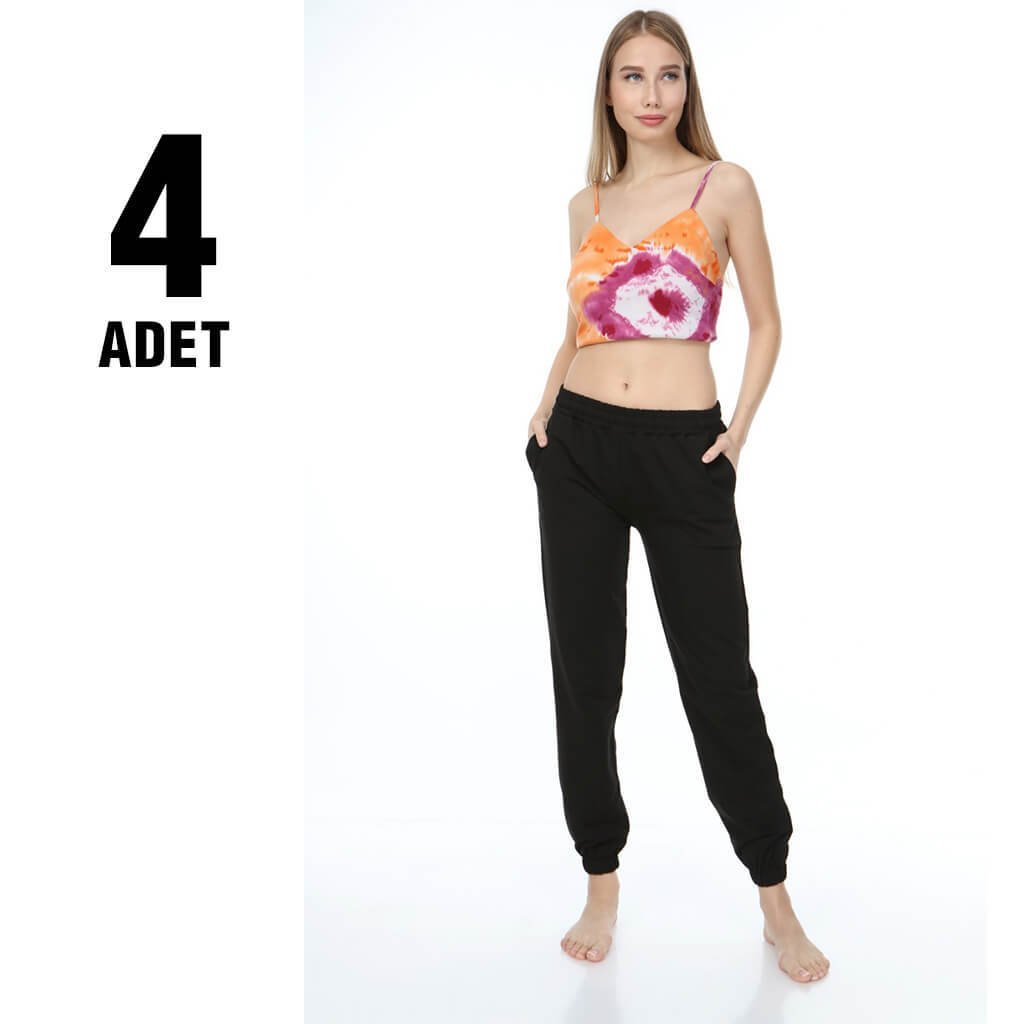 Sahra Ten 012 Kompak Lastikli Paça Bayan Eşofman Alt 4'lü