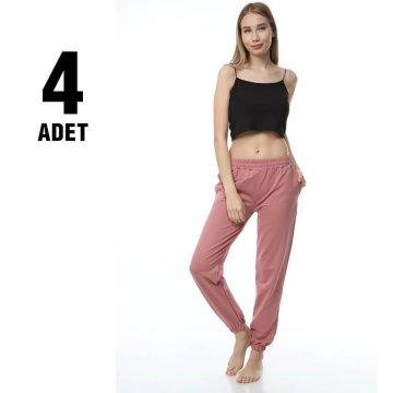 Sahra Ten 012 Kompak Lastikli Paça Bayan Eşofman Alt 4'lü