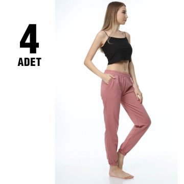 Sahra Ten 012 Kompak Lastikli Paça Bayan Eşofman Alt 4'lü