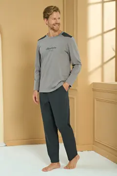 Pijadore 2285 (M-L-XL-XXL) Uzun Kollu Erkek Pijama Takım 4'lü