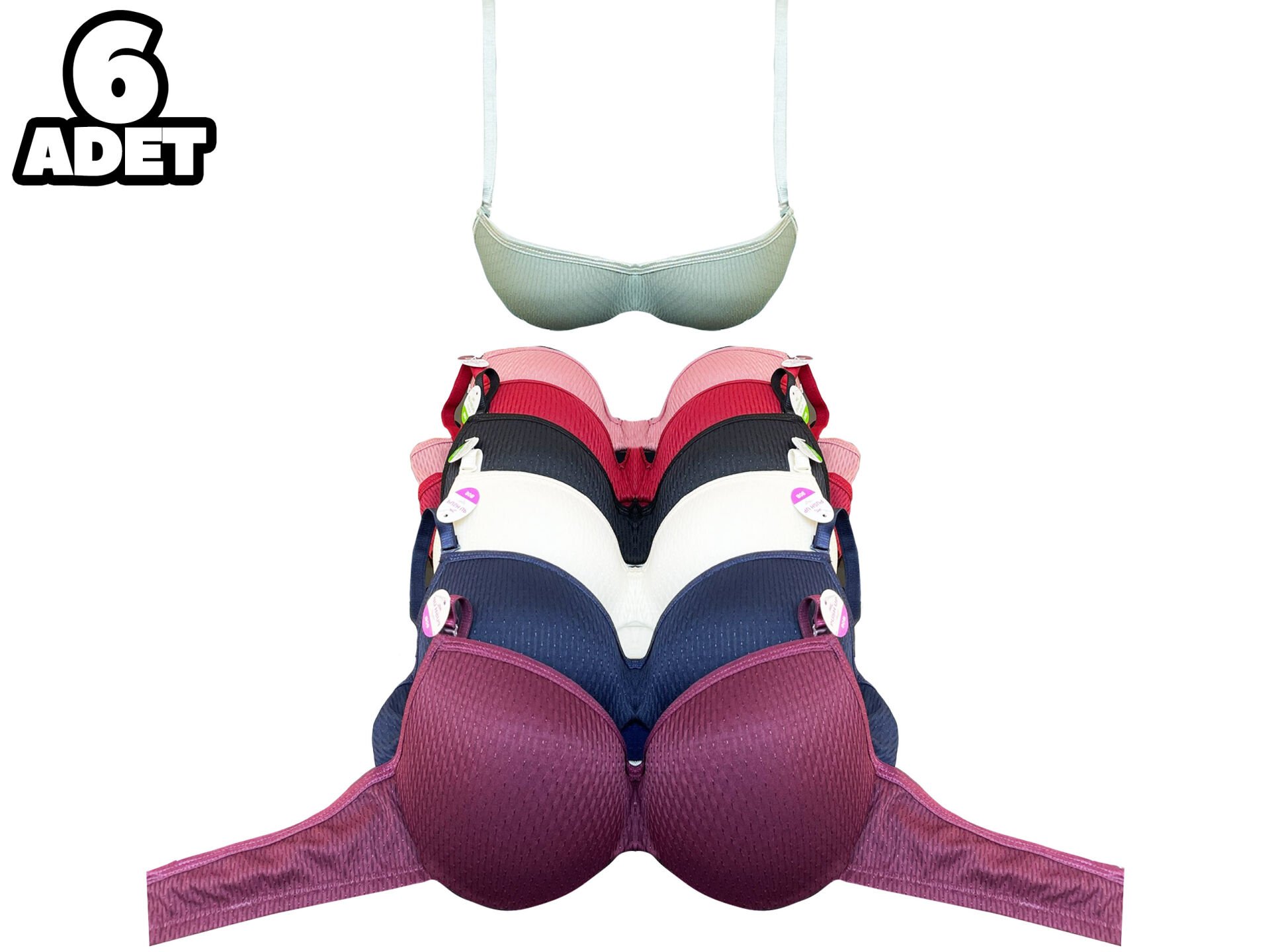 Aysemin 5089 B Cup (75-80-85-90) Balenli Destekli Bayan Sütyen 6'lı