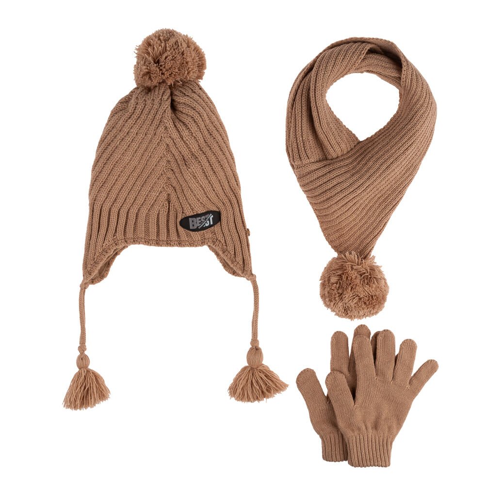Kitti P-K24170-10 (4-8) Yaş Erkek Çocuk Şapka Atkı Eldiven Takım 6'lı