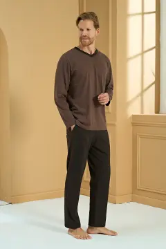 Pijadore 2278-B (2XL-3XL-4XL-5XL) Battal Beden Uzun Kollu Erkek Pijama Takım 4'lü