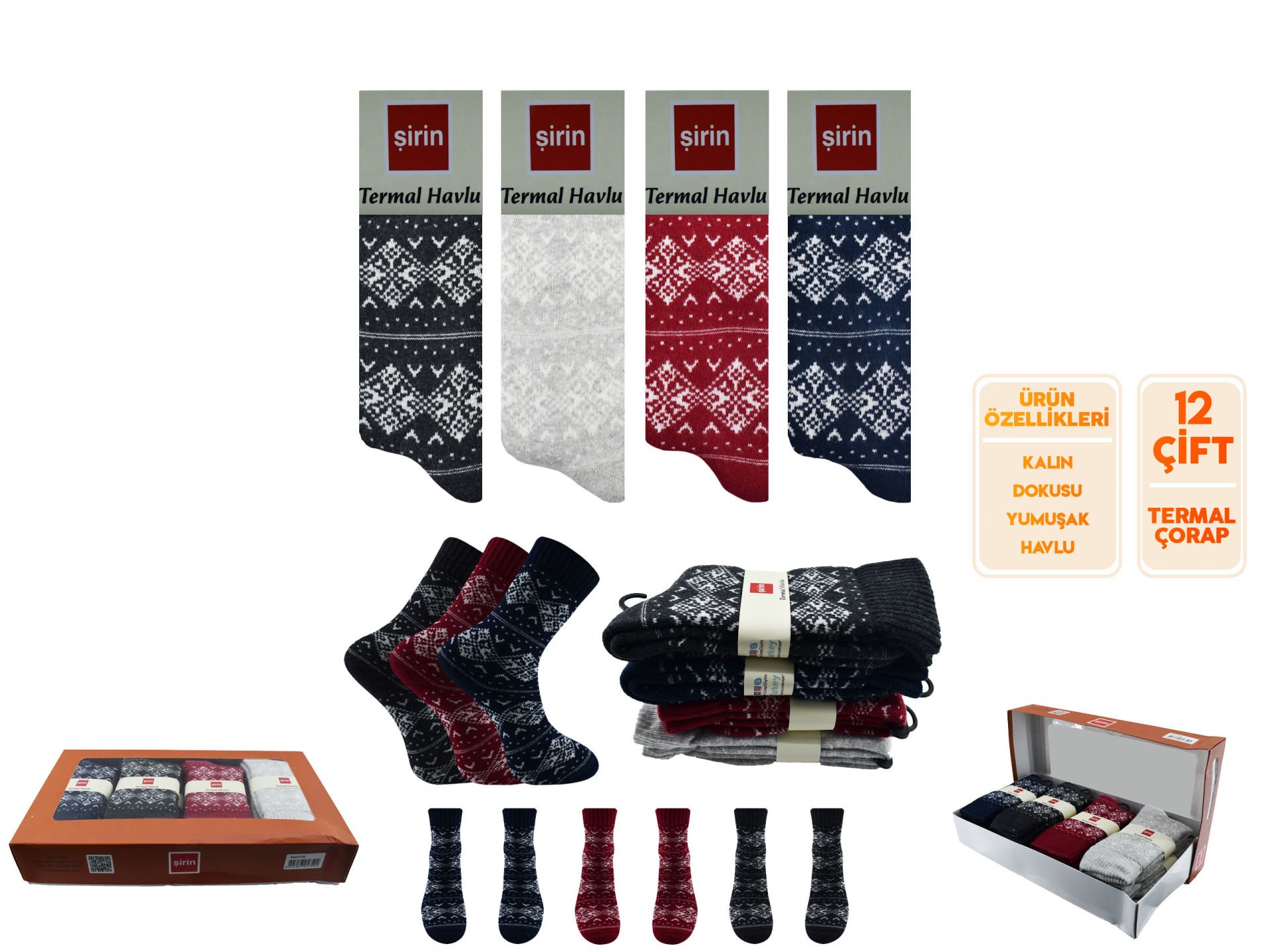 Şirin 5750-4 Bayan Termal Havlu Soket 12'li