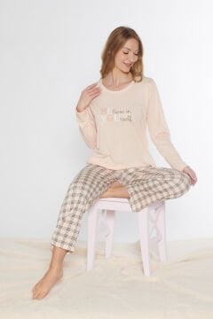 Alperi 790-84 (M-L-XL-XXL) Bayan Uzun Kollu Pijama Takım 4'lü