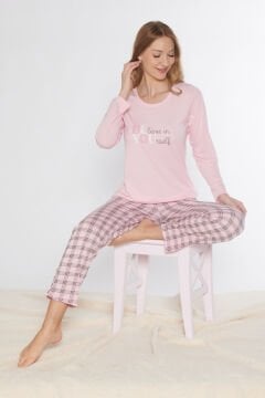 Alperi 790-84 (M-L-XL-XXL) Bayan Uzun Kollu Pijama Takım 4'lü