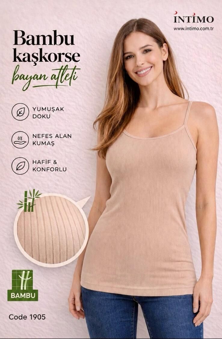 İntimo 1905 (S-M-L-XL) Bambu Kaşkorse Askı İp Askılı Bayan Atlet 6'lı