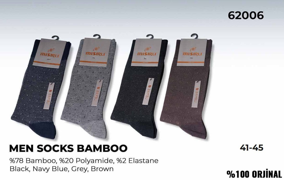 Mısırlı 62006 (41-45) Dikişsiz Organik Bambu Erkek Çorap 12'li