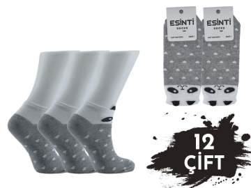 Esinti Beyaz Kalpli Pandalı 3 Boyutlu Bayan Patik 12'li