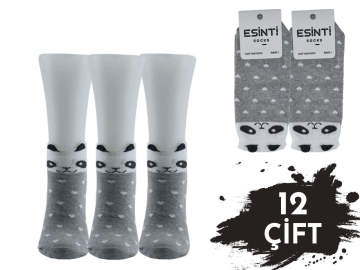 Esinti Beyaz Kalpli Pandalı 3 Boyutlu Bayan Patik 12'li