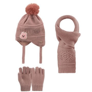 Kitti P-K25160-02 (1-4) Yaş Kız Çocuk Şapka Atkı Eldiven Takım 6'lı