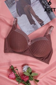 Aysemin 5152 C Cup (85-90-95-100-105) Balensiz Desteksiz Bayan Sütyen 6'lı VİZON - SERİLİ