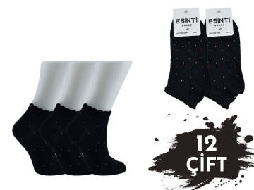 Esinti Renkli Puanlı 3 Boyutlu Bayan Patik 12'li