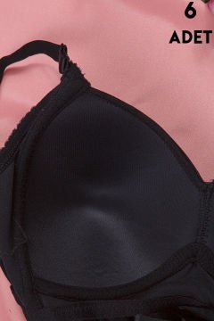 Aysemin 5152 C Cup (85-90-95-100-105) Balensiz Desteksiz Bayan Sütyen 6'lı SİYAH - SERİLİ