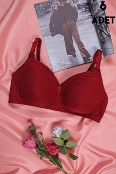 Aysemin 5152 C Cup (85-90-95-100-105) Balensiz Desteksiz Bayan Sütyen 6'lı BORDO - SERİLİ