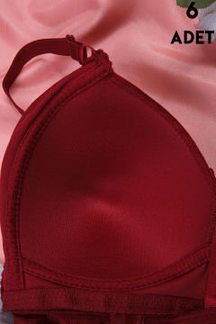 Aysemin 5152 C Cup (85-90-95-100-105) Balensiz Desteksiz Bayan Sütyen 6'lı BORDO - SERİLİ