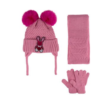 Kitti P-K24160-06 (1-4) Yaş Kız Çocuk Şapka Atkı Eldiven Takım 6'lı