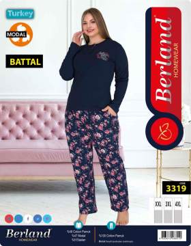 Berland 3319 Bayan Modal Uzun Kol Battal Pijama Takımı