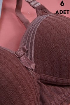 Aysemin 5152 C Cup (85-90-95-100-105) Balensiz Desteksiz Bayan Sütyen 6'lı VİZON - SERİLİ