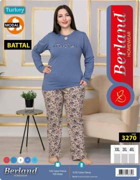 Berland 3270 Modal Uzun Kol Battal Bayan Pijama Takımı