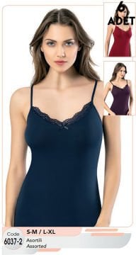 Kota 6037-2 Bayan İp Askılı Dantelli Atlet 6'lı