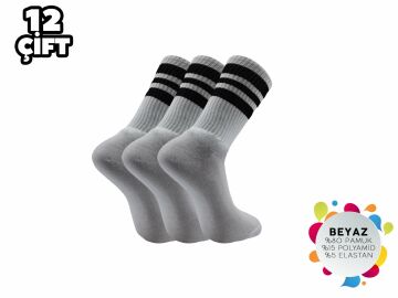 Esinti Beyaz Bayan Kolej Soket Çorap 12'li