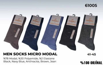 Mısırlı 61005 (41-45) Dikişsiz Organik Modal Erkek Çorap 12'li