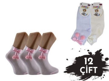 Özmen Ponponlu Aksesuarlı Kız Çocuk Çorap 12'li