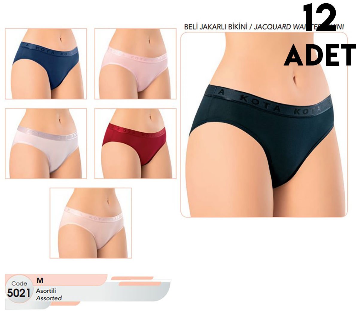 Kota 5021-2 Bayan Beli Jakarlı Bikini 12'li