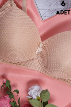 Aysemin 5190 C Cup (85-90-95-100-105) Balensiz Desteksiz Bayan Sütyen 6'lı TEN - SERİLİ