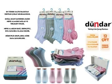 Dündar 4308-15 (36-40) Dikişsiz Yıkamalı Kokulu Bayan Penye Patik Çorap 12'li