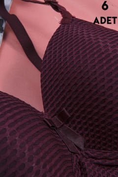 Aysemin 5190 C Cup (85-90-95-100-105) Balensiz Desteksiz Bayan Sütyen 6'lı MOR - SERİLİ