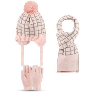 Kitti P-K25170-04 (4-8) Yaş Kız Çocuk Şapka Atkı Eldiven Takım 6'lı