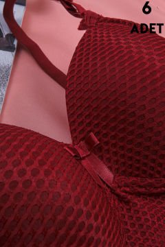 Aysemin 5190 C Cup (85-90-95-100-105) Balensiz Desteksiz Bayan Sütyen 6'lı BORDO - SERİLİ