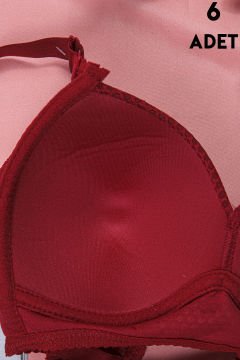 Aysemin 5190 C Cup (85-90-95-100-105) Balensiz Desteksiz Bayan Sütyen 6'lı BORDO - SERİLİ