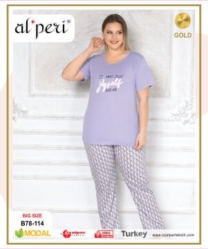 Alperi B78-114 (3XL-4XL-5XL-6XL) Bayan Kısa Kollu Pijama Takım 4'lü
