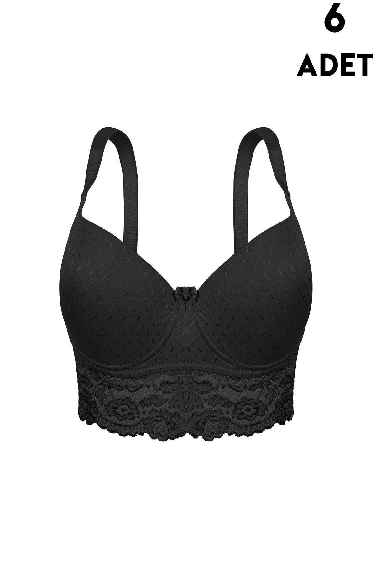 Aysemin 5167 C Cup (85-90-95-100-105) Balenli Desteksiz Bayan Sütyen 6'lı SİYAH - SERİLİ