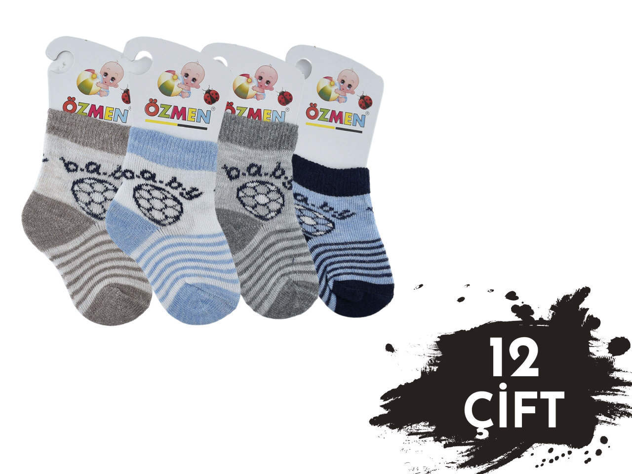 Özmen Yenidoğan Erkek Bebek Çorap 12'li