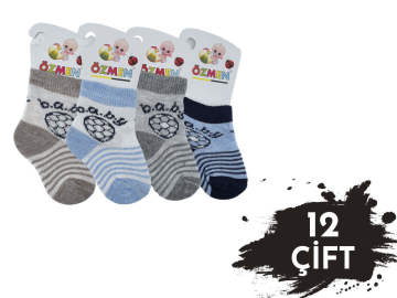 Özmen Yenidoğan Erkek Bebek Çorap 12'li