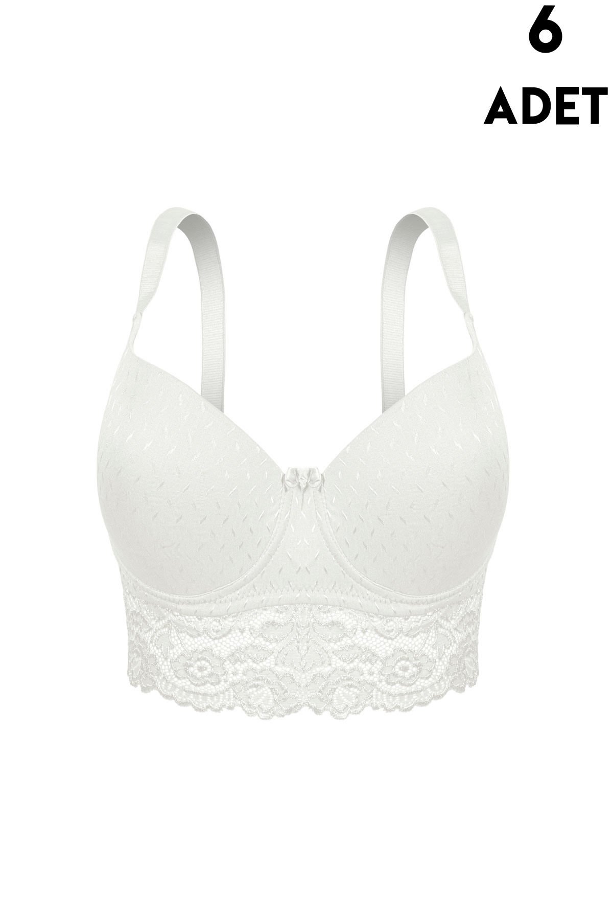 Aysemin 5167 C Cup (85-90-95-100-105) Balenli Desteksiz Bayan Sütyen 6'lı EKRU - SERİLİ