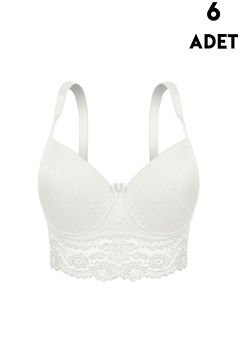 Aysemin 5167 C Cup (85-90-95-100-105) Balenli Desteksiz Bayan Sütyen 6'lı EKRU - SERİLİ