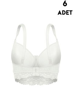 Aysemin 5167 C Cup (85-90-95-100-105) Balenli Desteksiz Bayan Sütyen 6'lı EKRU - SERİLİ