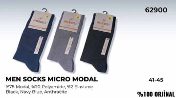 Mısırlı 62900 (41-45) Dikişsiz Organik Modal Erkek Çorap 12'li
