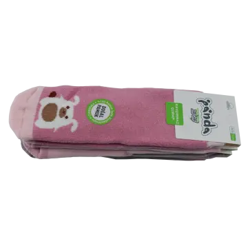 Panda 07-K-1 (1-6 Yaş) Doğal Pamuk Havlu Kaydırmaz Taban Abs'li Kız Bebek Çorap 12'li