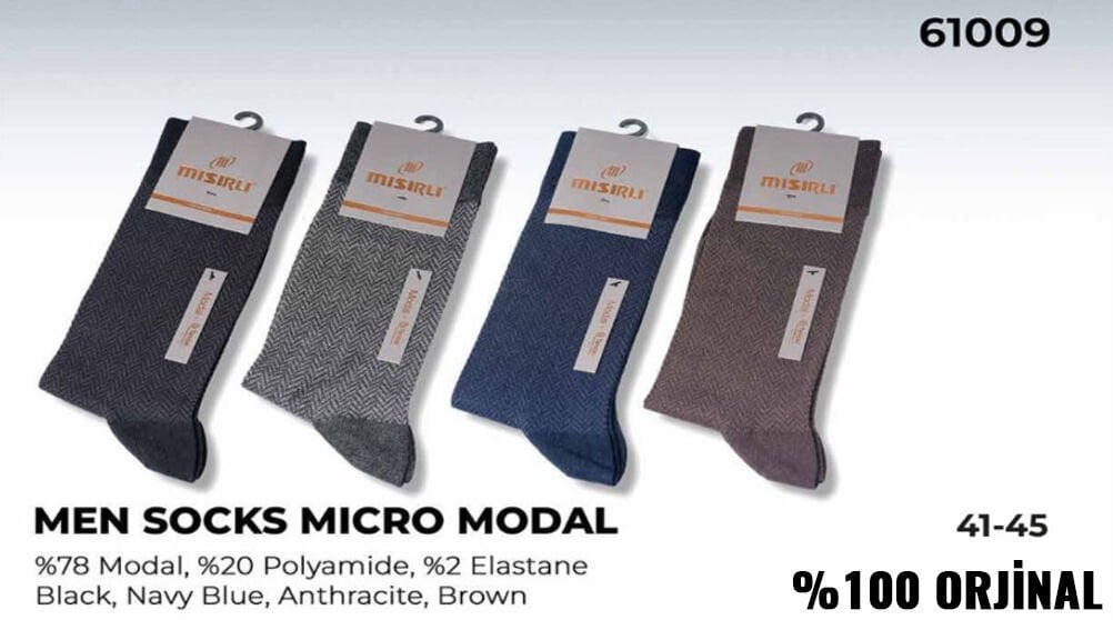 Mısırlı 61009 (41-45) Dikişsiz Organik Modal Erkek Çorap 12'li