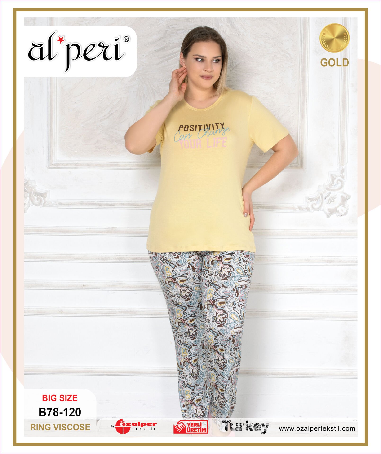 Alperi B78-120 (3XL-4XL-5XL-6XL) Bayan Kısa Kollu Pijama Takım 4'lü