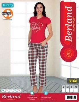 Berland 3168 Bayan Modal Kısa Kol Pijama Takımı