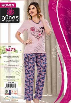 GÜNEŞ 6477 KISA KOL BAYAN PİJAMA TAKIMI