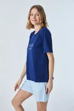 Pijadore 2118 (M-L-XL-XXL) Kısa Kollu Bayan Şortlu Takım 4'lü
