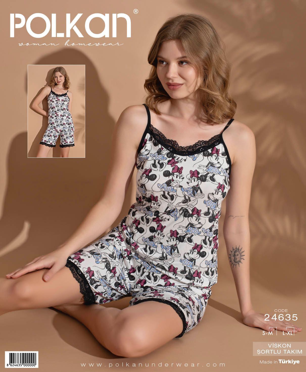 Polkan 24635 Beden (SM-LXL) Viskon Bayan Şortlu Takım 6'lı